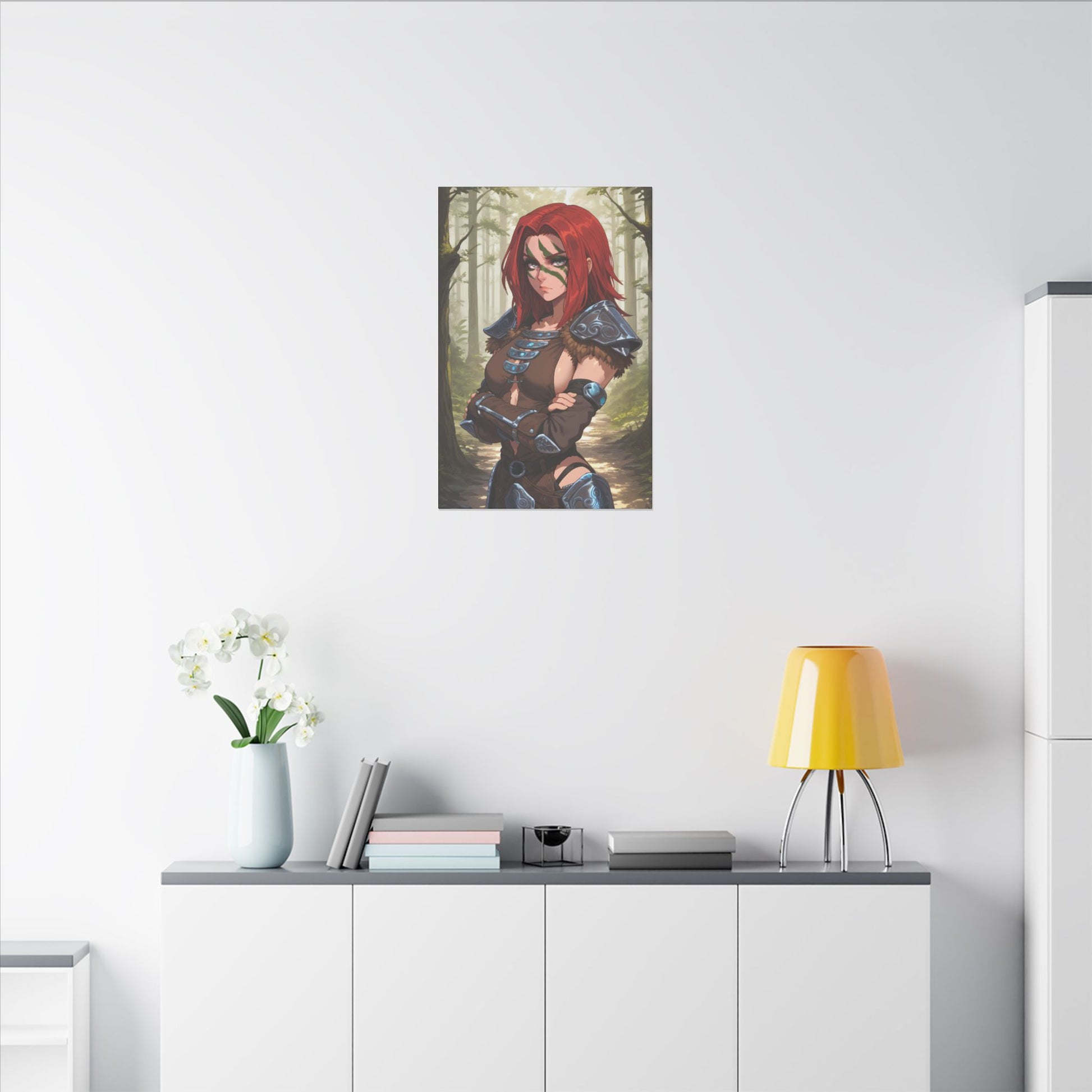 Aela the Huntress Viking Wall Art on premium canvas, acrylic, and metal – front view featuring Aela from Skyrim