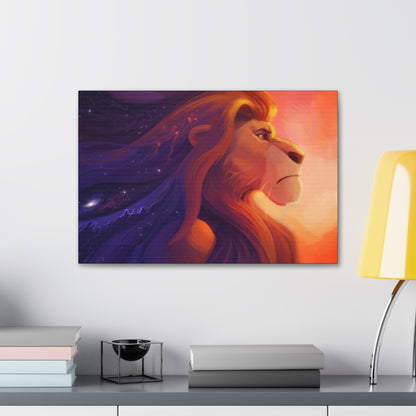 "Legacy of the King – Mufasa Starry Mane Wall Art on canvas, acrylic, and metal – front view featuring a celestial-themed portrait of Mufasa."
