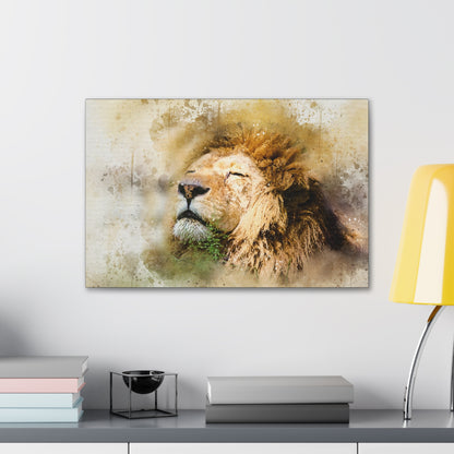 "King of the Wild – Majestic Lion Wall Art on canvas, acrylic, and metal – front view featuring a powerful and detailed lion portrait."

