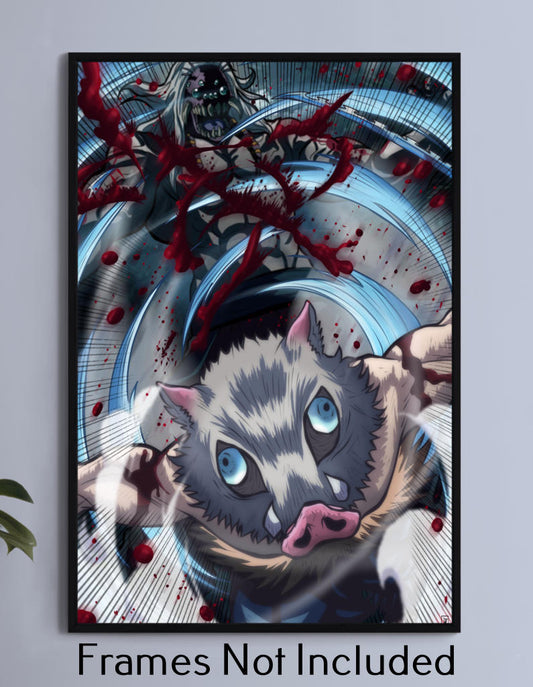 Inosuke Vs Spider Father Fight Wall Art