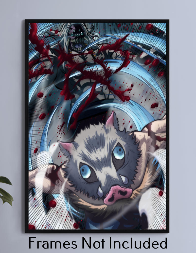 Inosuke Vs Spider Father Fight Wall Art