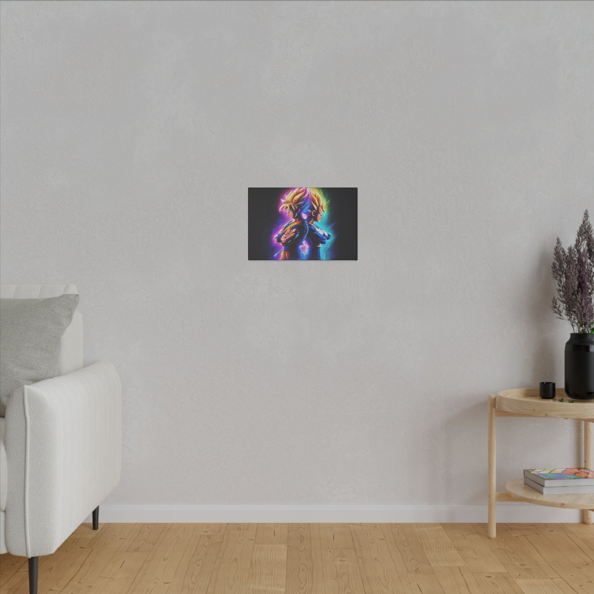 "Got Your Back – Goku & Vegeta Wall Art on premium canvas, acrylic, and metal – front view featuring Goku and Vegeta back-to-back"
