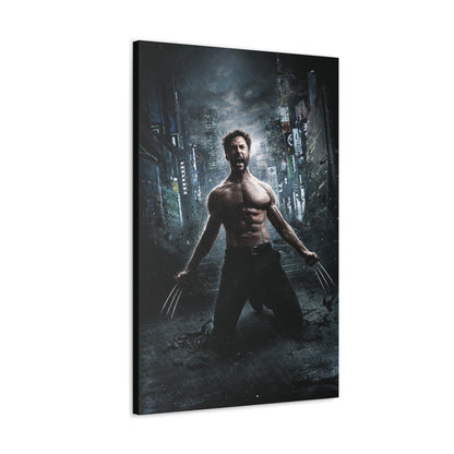 "Logan Legacy – Hugh Jackman as Wolverine Wall Art on canvas, acrylic, and metal – front view featuring a powerful portrait of Hugh Jackman as Logan."
