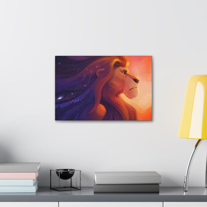 "Legacy of the King – Mufasa Starry Mane Wall Art on canvas, acrylic, and metal – front view featuring a celestial-themed portrait of Mufasa."
