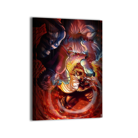 Rengoku vs Akaza Fight Wall Art