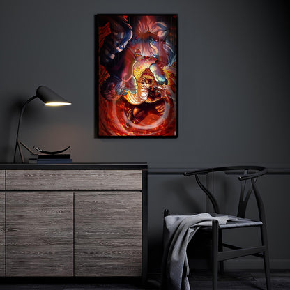 Rengoku vs Akaza Fight Wall Art