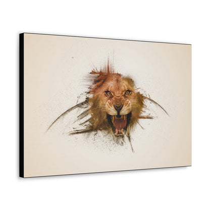 "Shadow King – Realistic Lion Behind Canvas Illusion Wall Art on canvas, acrylic, and metal – front view featuring a hyper-realistic lion pressing against the artwork."
