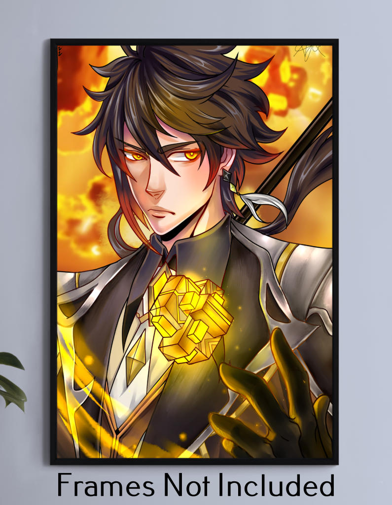 Stoneheart Guardian Wall Art Poster Print – Zhongli Genshin Impact by Emmanuel