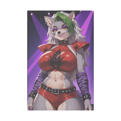 Sexy Roxanne Wolf Wall Art on premium canvas, acrylic, and metal – front view featuring Roxanne Wolf from Five Nights at Freddy’s