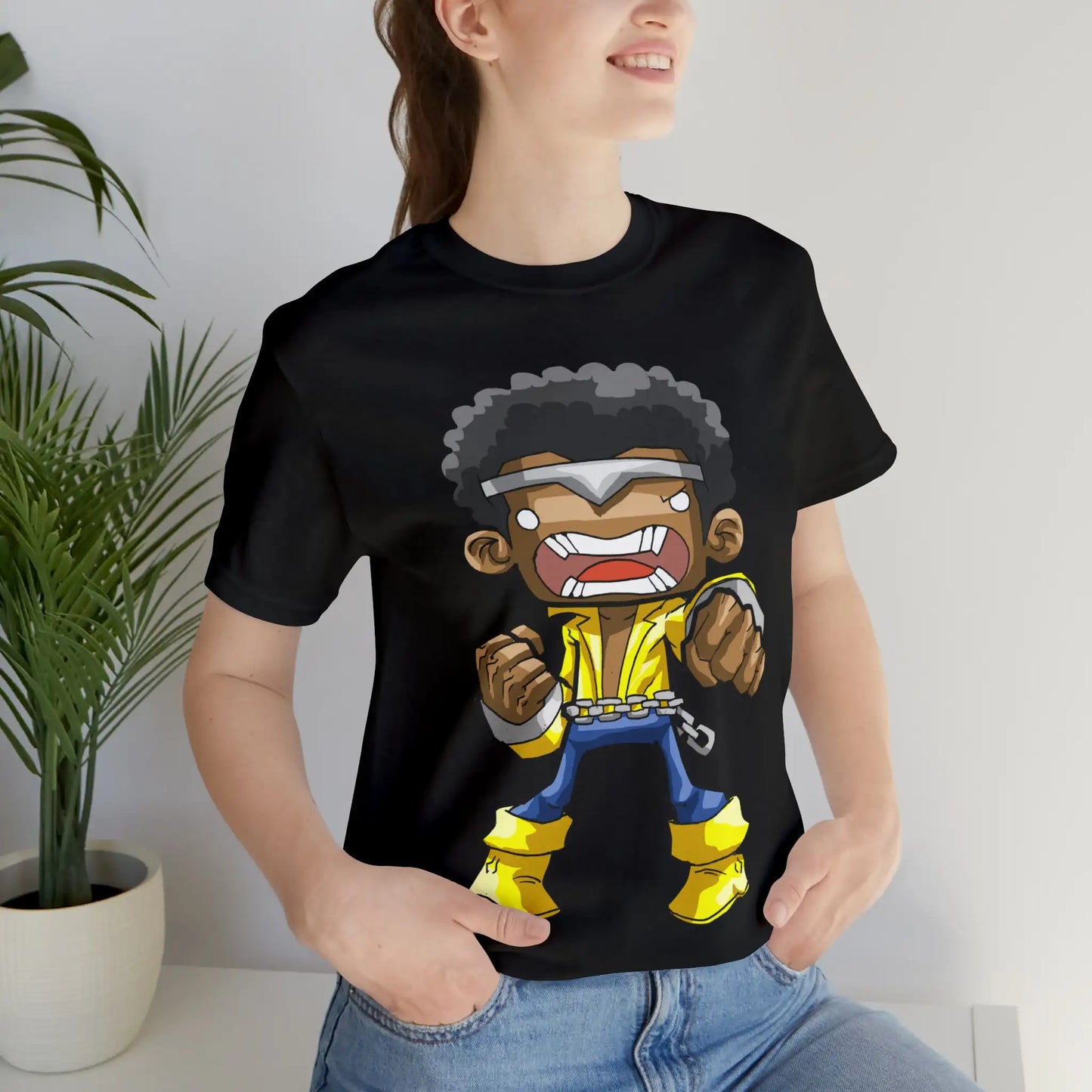 Luke Cage Power Man T-Shirt Cartoon Chibi Style Gift Tee Unisex For Men and Women