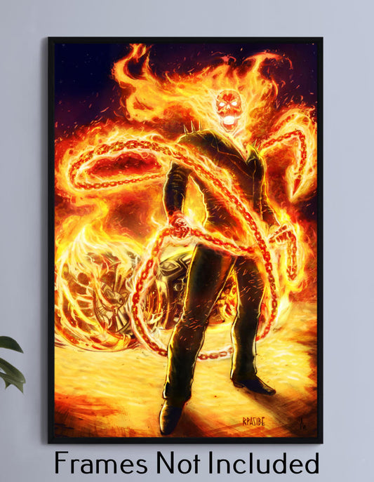 Flames of The Ghost Rider Wall Art