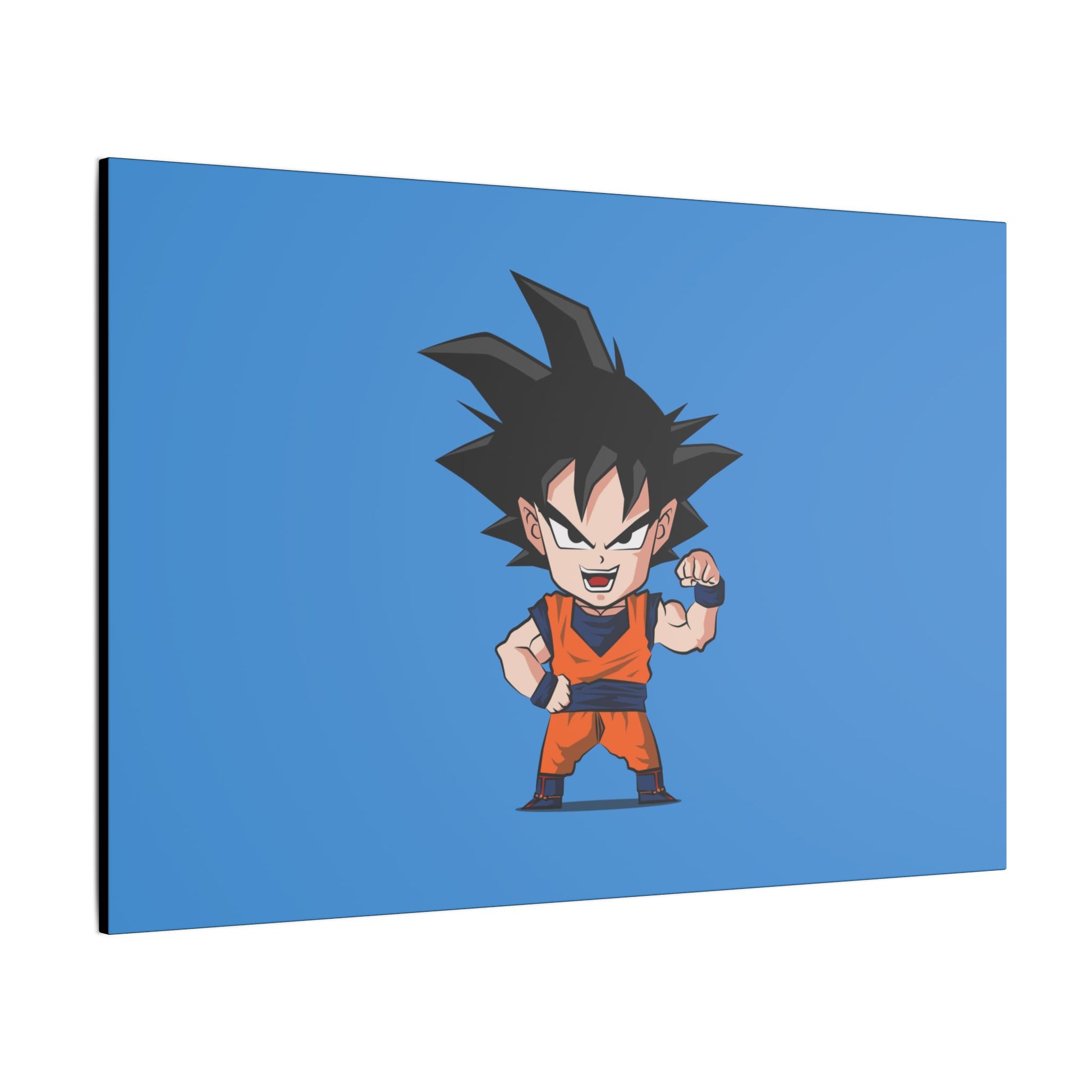 "Chibi Goku Wall Art on canvas, acrylic, and metal – front view featuring adorable chibi Goku"
