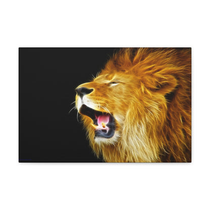 "Call of the King – Roaring Lion Wall Art on canvas, acrylic, and metal – front view featuring a powerful lion mid-roar."
