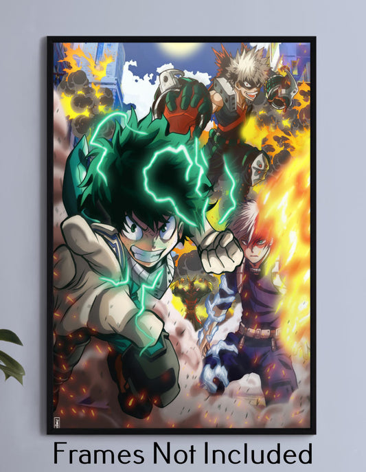 My Hero Academia Team Battle Explosive attack Wall Art