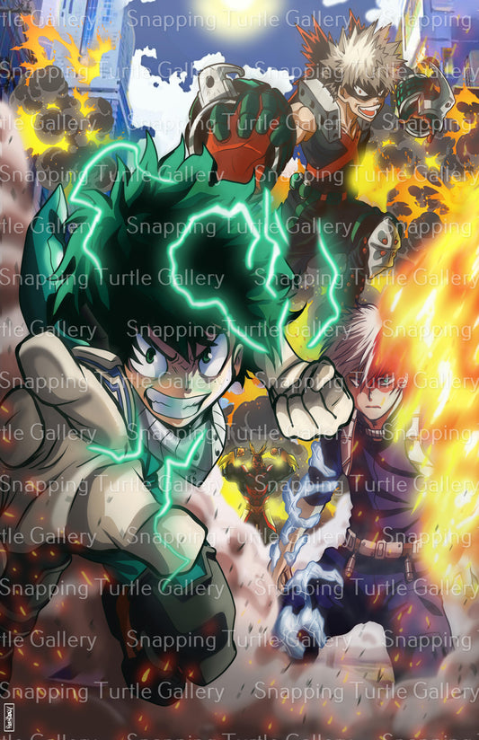 My Hero Academia Team Battle Explosive attack Wall Art