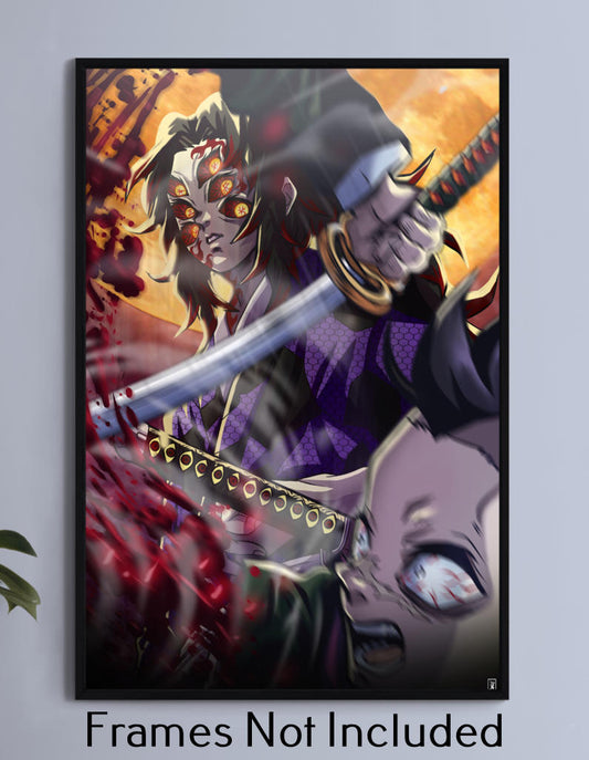 Kokushibo Upper moon 1 vs Genya Wall Art