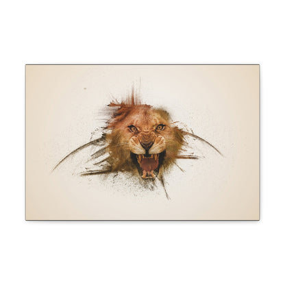 "Shadow King – Realistic Lion Behind Canvas Illusion Wall Art on canvas, acrylic, and metal – front view featuring a hyper-realistic lion pressing against the artwork."
