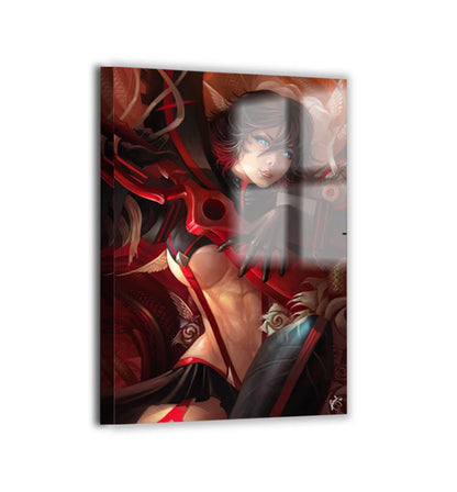 Large Metal print of Ryuko in scissor armor pose – anime style 24x36
