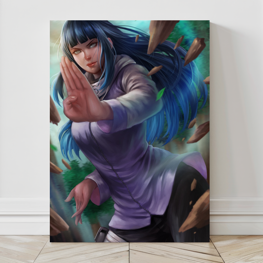 24x36 canvas featuring Hinata Hyuga in dynamic pose from Naruto series


