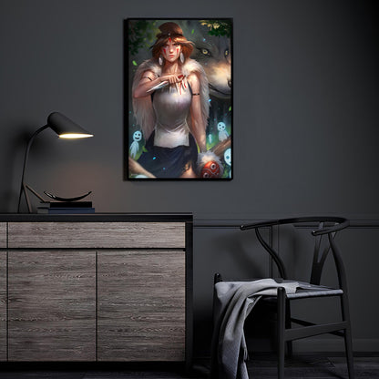 Forest Wolf Guardian Wall Art Poster Print – forest huntress tribute by Nopeys (inspired by Princess Mononoke/San)