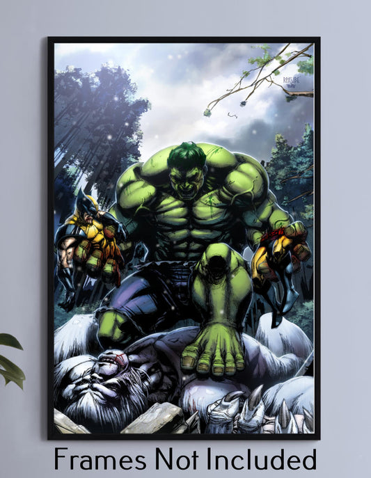 Hulk Destruction of Wolverine Wall Art