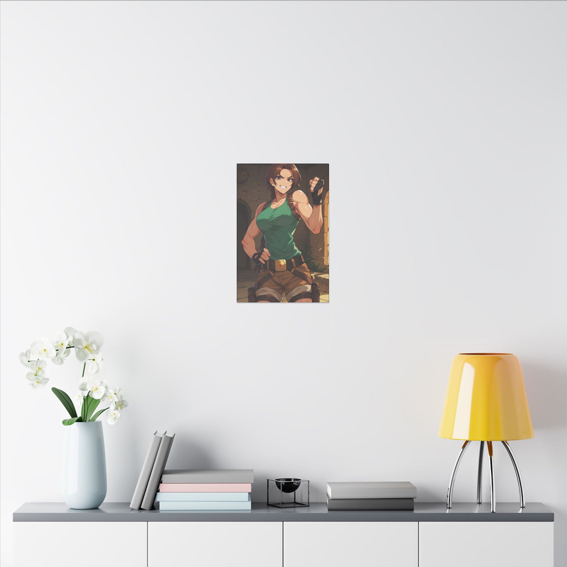 Lara Croft Wall Art on premium canvas, acrylic, and metal – front view featuring the legendary Tomb Raider