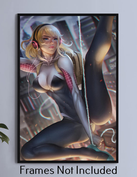 Swinging Spider-Gwen Wall Art