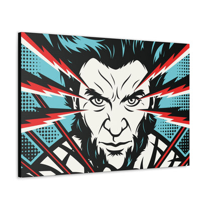 "Neon Rage – Blue & Red Wolverine Wall Art on canvas, acrylic, and metal – front view featuring Wolverine in a high-contrast blue and red color scheme."
