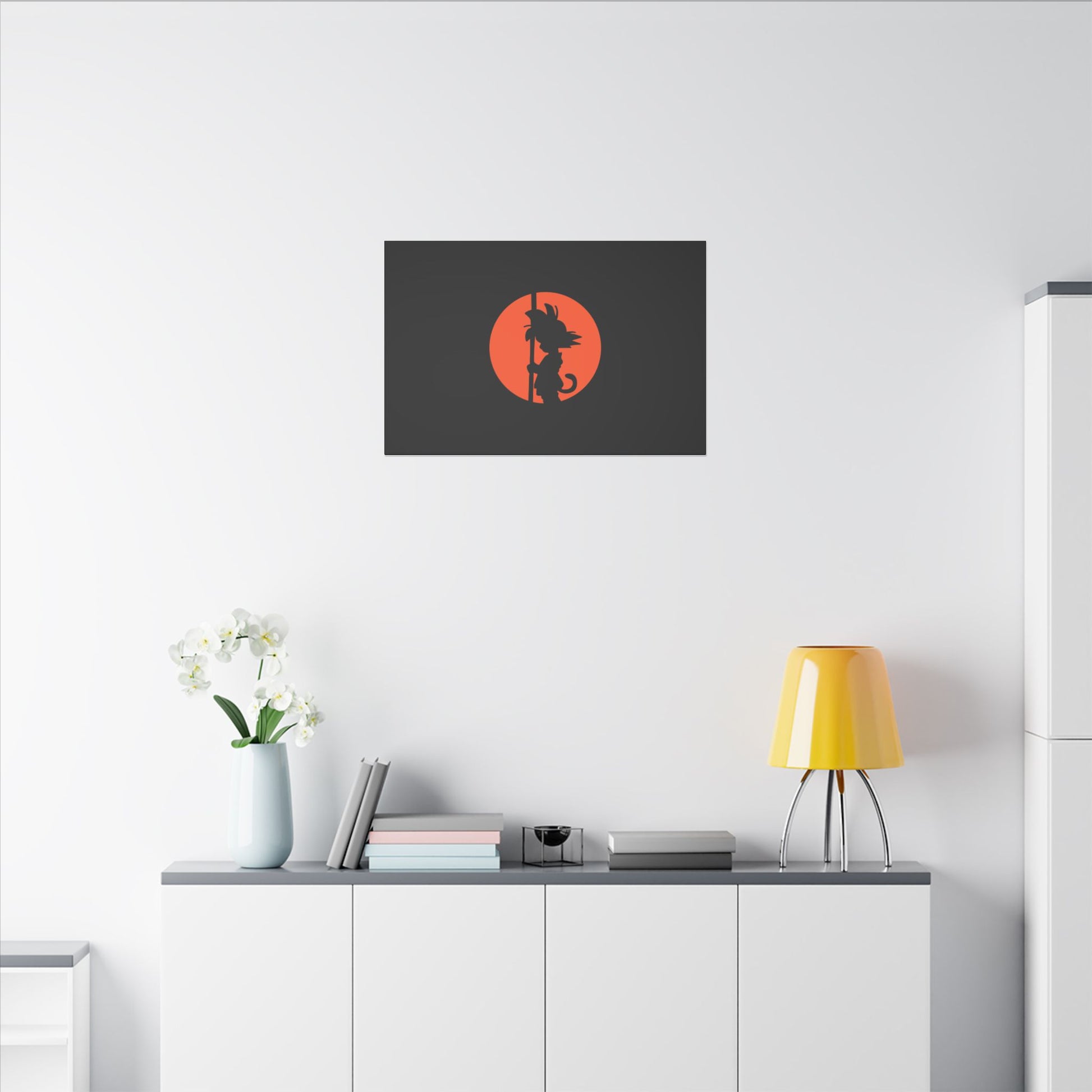 "Kid Goku Wall Art on premium canvas, acrylic, and metal – front view featuring iconic young Goku"
