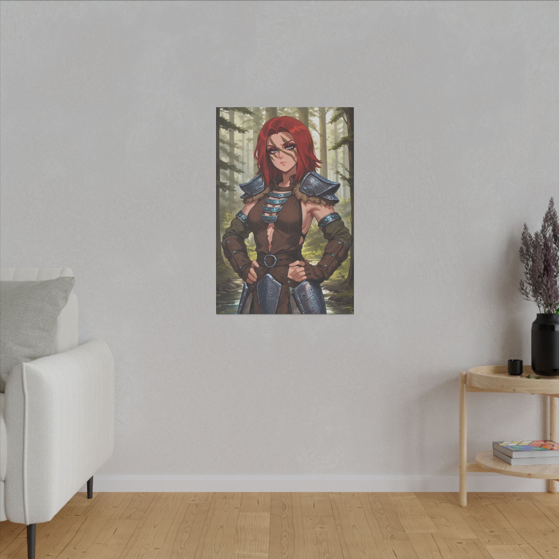 Aela the Huntress Viking Wall Art on premium canvas, acrylic, and metal – front view featuring Aela from Skyrim