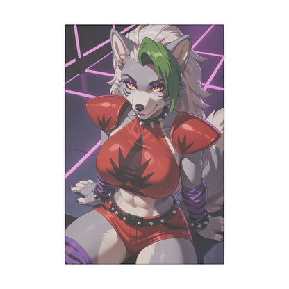 Sexy Roxanne Wolf Wall Art on premium canvas, acrylic, and metal – front view featuring Roxanne Wolf from Five Nights at Freddy’s