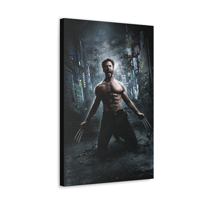 "Logan Legacy – Hugh Jackman as Wolverine Wall Art on canvas, acrylic, and metal – front view featuring a powerful portrait of Hugh Jackman as Logan."
