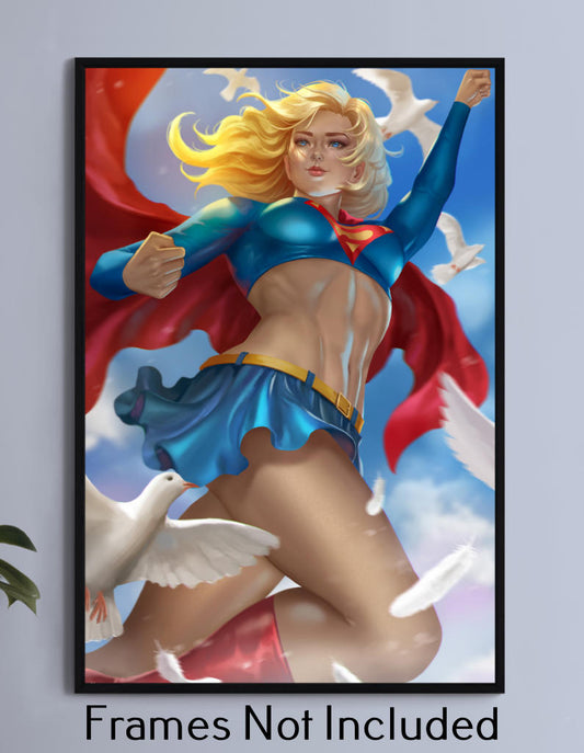 Supergirl in the sky Wall Art