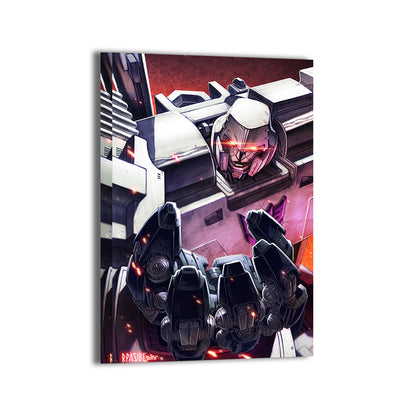 Decepticon-style robot leader in intense comic detail – 16x24 canvas