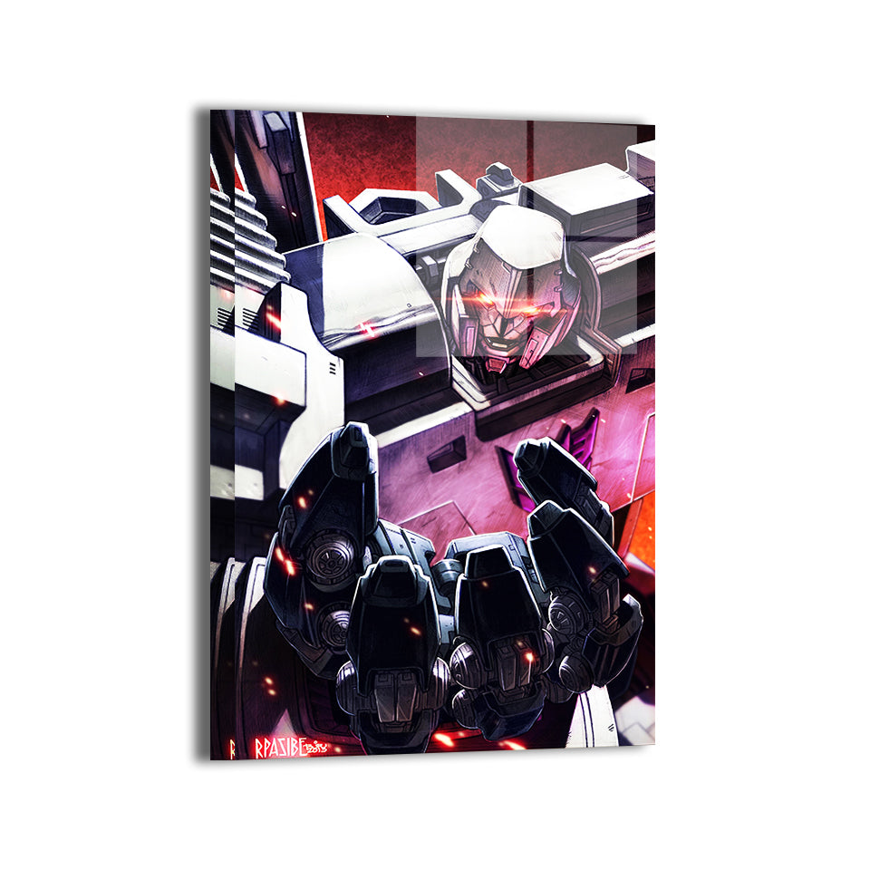 Comic-style Megatron tribute art – 24x36 acrylic wall decor

