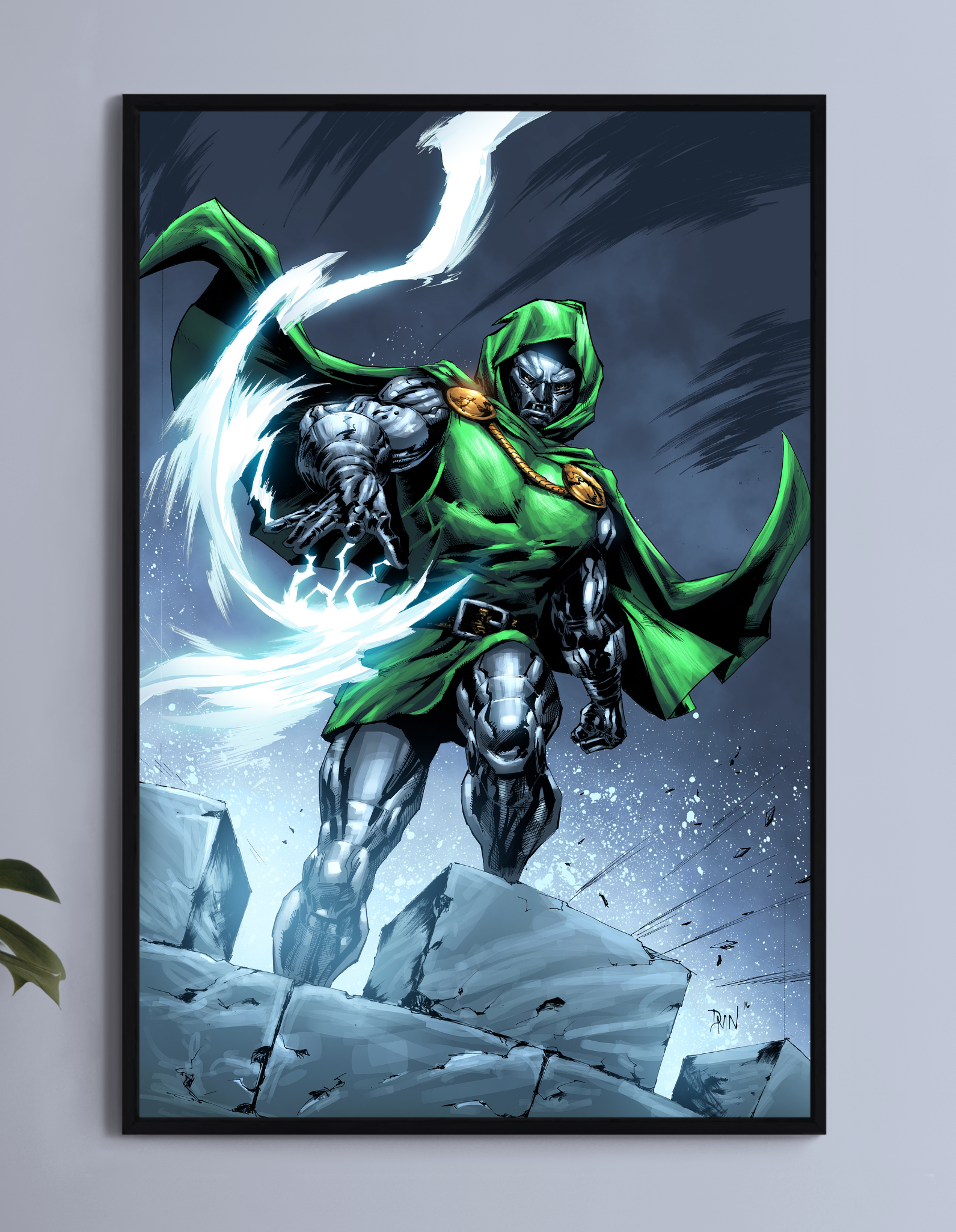 Doctor Doom–inspired armored monarch unleashing white energy burst; art by Don Mark Noceda; colors by Nestor Redulla Jr.
