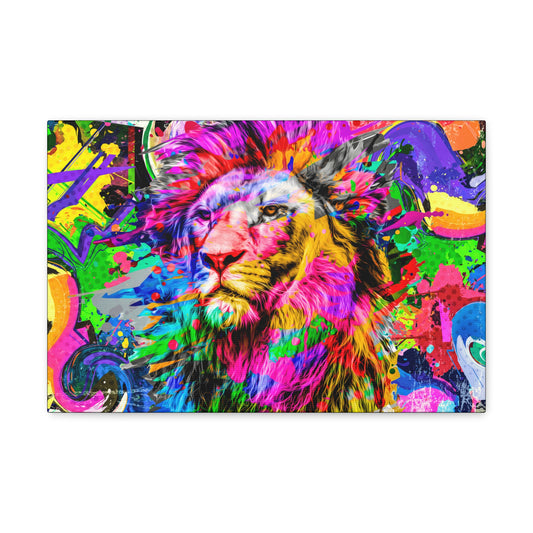 Pastel Majesty – Soft-Toned Lion Wall Art on canvas, acrylic, and metal – front view featuring a beautifully painted lion in delicate pastel hues.