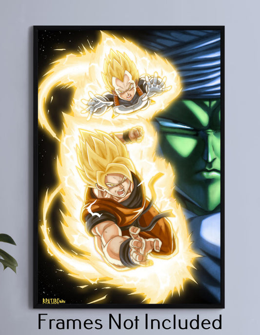 Super Saiyan Vegeta and Goku Wall Art