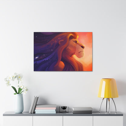 "Legacy of the King – Mufasa Starry Mane Wall Art on canvas, acrylic, and metal – front view featuring a celestial-themed portrait of Mufasa."
