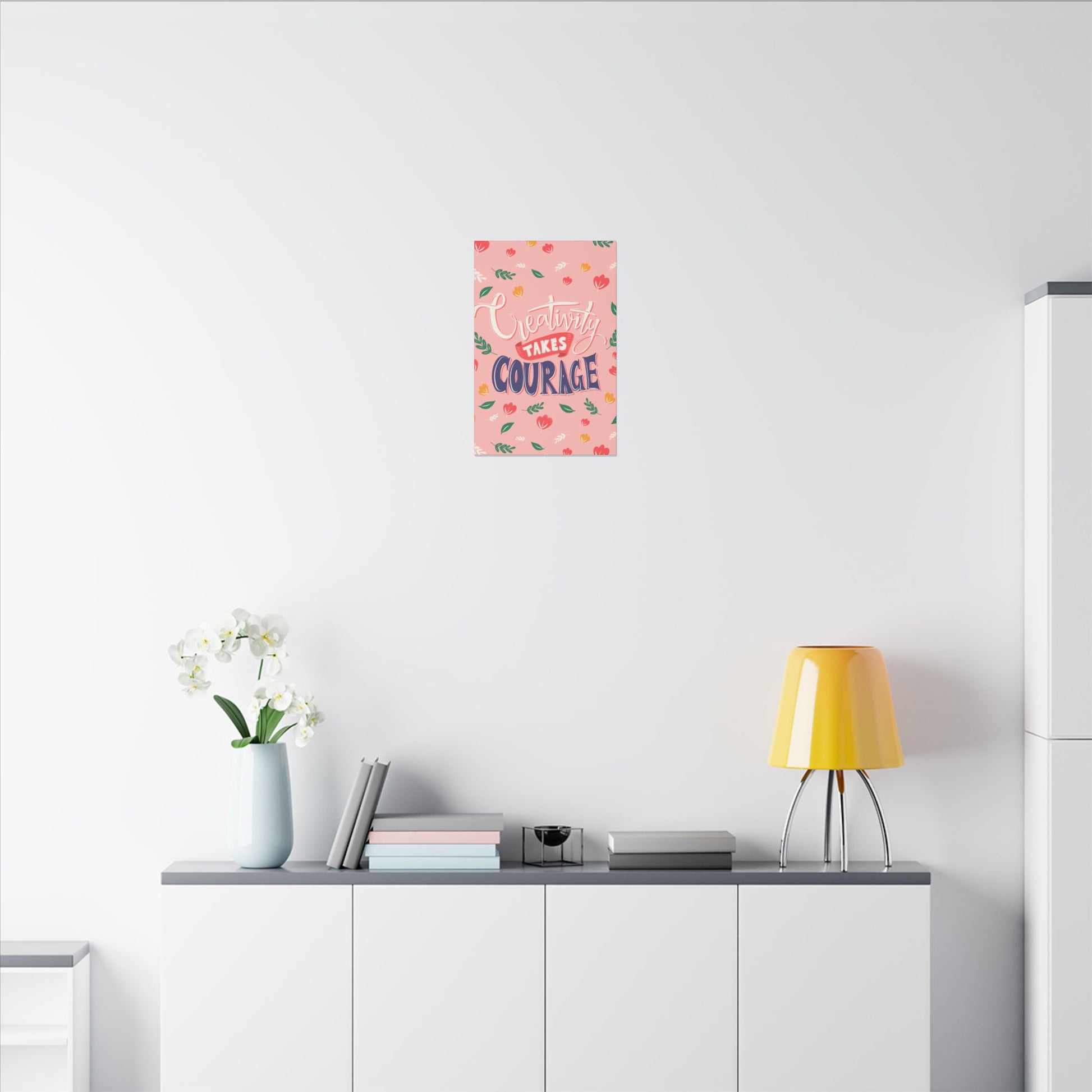 "Creativity Takes Courage Inspirational Wall Art on premium canvas, acrylic, and metal – front view"