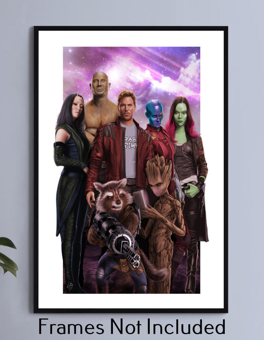 "Final Flight – Guardians of the Galaxy Vol. 3 Wall Art on canvas, acrylic, and metal – the full Guardians team standing in a cinematic pose."

