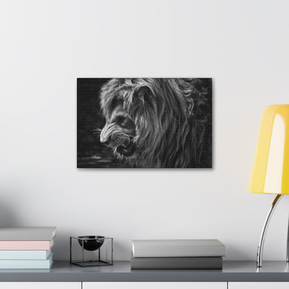 "Fierce Dominion – Snarling Lion Wall Art on canvas, acrylic, and metal – front view featuring a roaring lion with intense eyes and sharp fangs."
