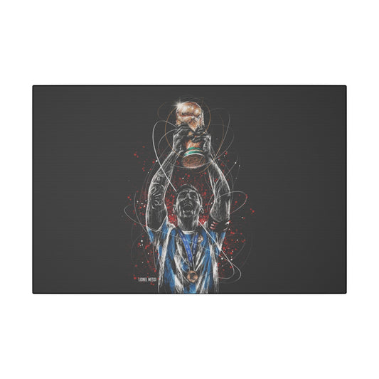 "Lionel Messi Wall Art on premium canvas, acrylic, and metal – front view featuring iconic football legend Lionel Messi"
