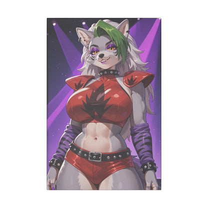 Sexy Roxanne Wolf Wall Art on premium canvas, acrylic, and metal – front view featuring Roxanne Wolf from Five Nights at Freddy’s
