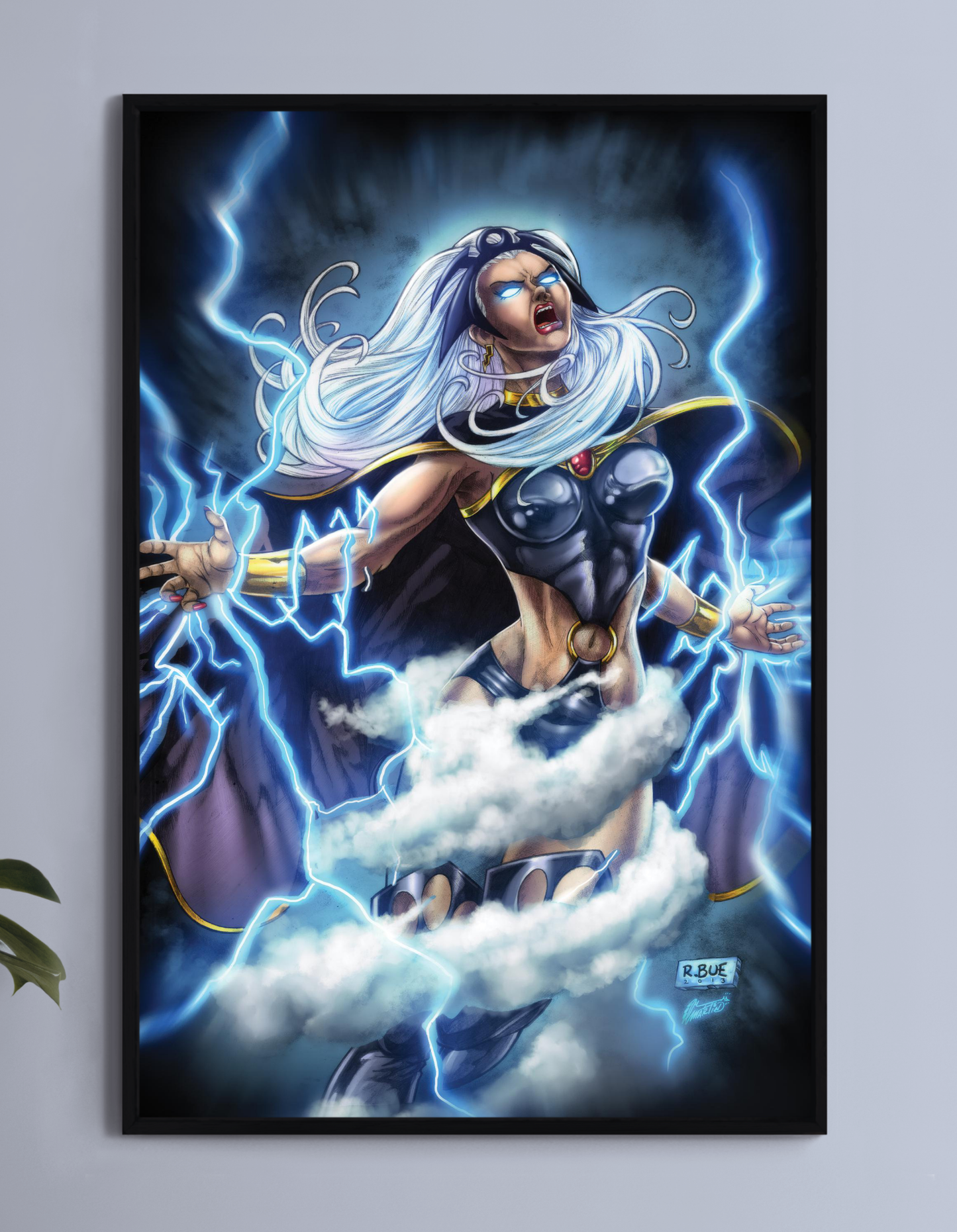 Poster—Storm (Ororo Munroe) unleashing lightning; art by Richard Bue, colors by Martin Mariano Hernandez Tena.