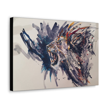 "Watercolor Majesty – Abstract Lion Watercolor Wall Art on canvas, acrylic, and metal – front view featuring a fluid and expressive watercolor lion."
