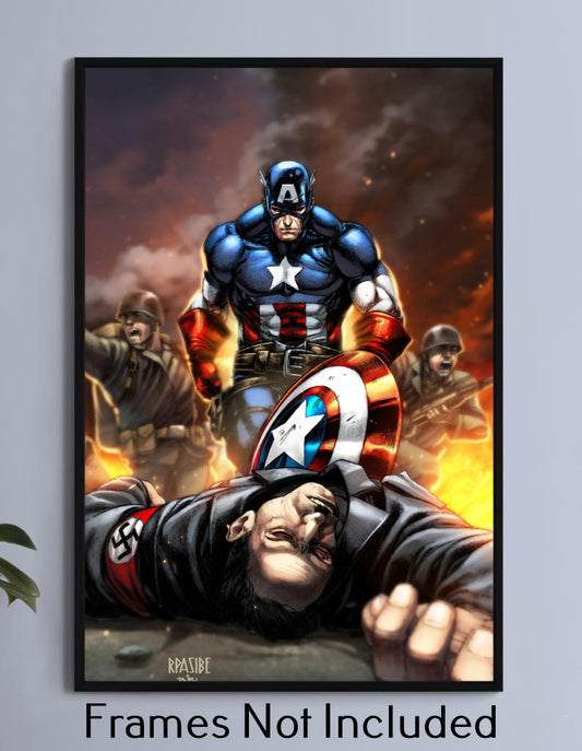 Captain America Vs bad guys Army Wall Art