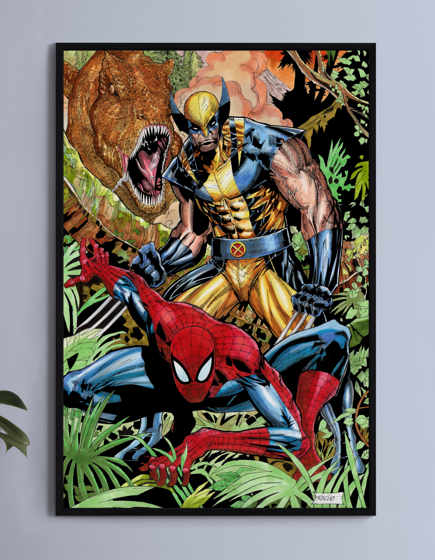 Savage Land Spider-Man and Wolverine Tribute Piece Wall Art