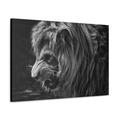"Fierce Dominion – Snarling Lion Wall Art on canvas, acrylic, and metal – front view featuring a roaring lion with intense eyes and sharp fangs."
