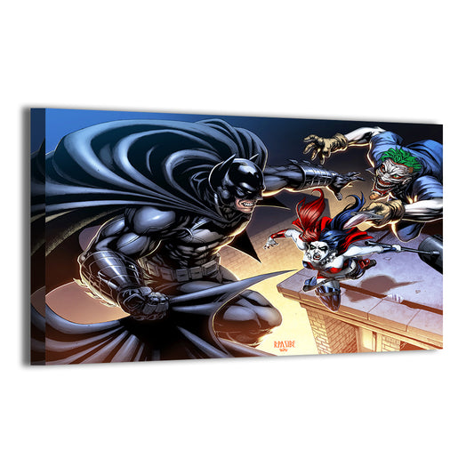 Harley and Joker Vs Batman Wall Art
